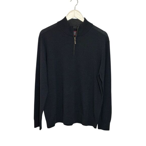 UNTUCKit navy merino wool 1/4 zip sweater - L - Picture 2 of 8